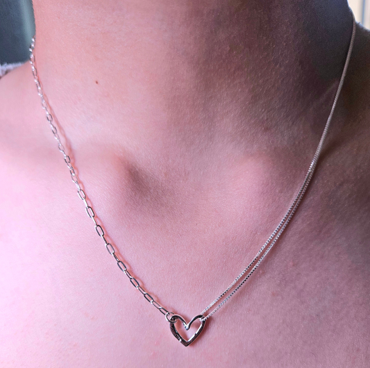 Collar corazón doble cadena