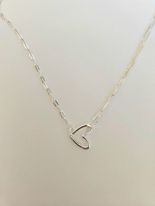 Collar corazón doble cadena