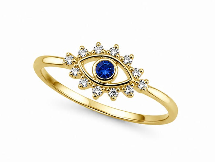 Anillo ojo dorado con zirconias